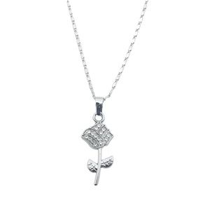 Silver and Rhinestone Flower Necklace
